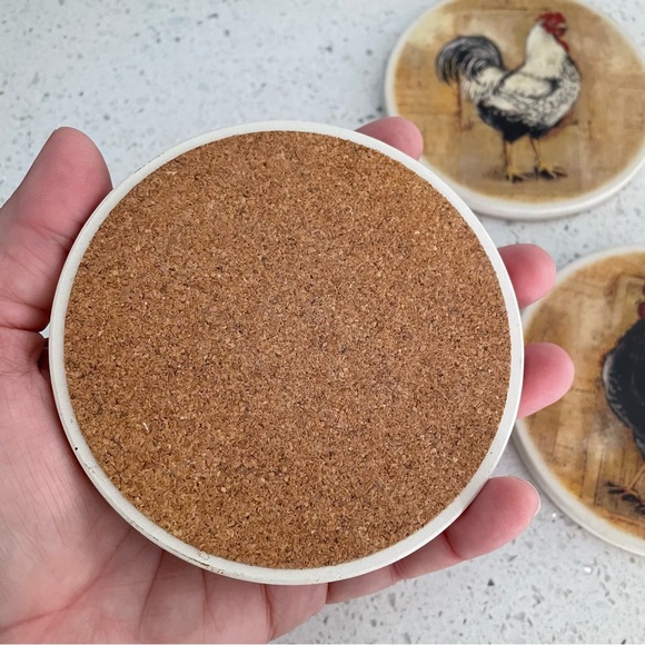 ROOSTER Coasters Set of 3 Farmhouse Country Living - Picture 2 of 4